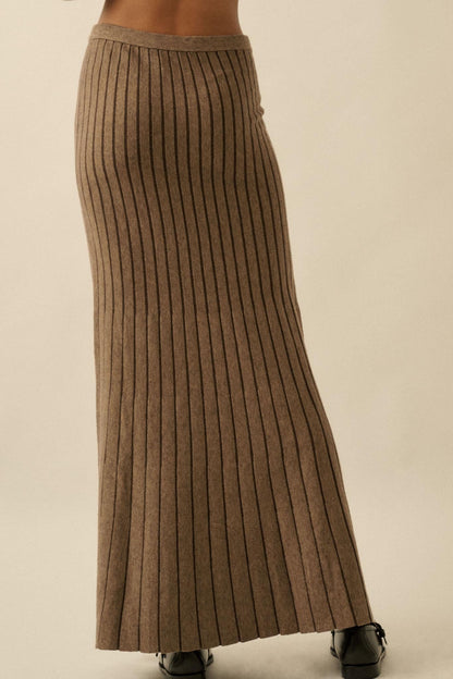 Next in Line Striped Mermaid Maxi Sweater Skirt