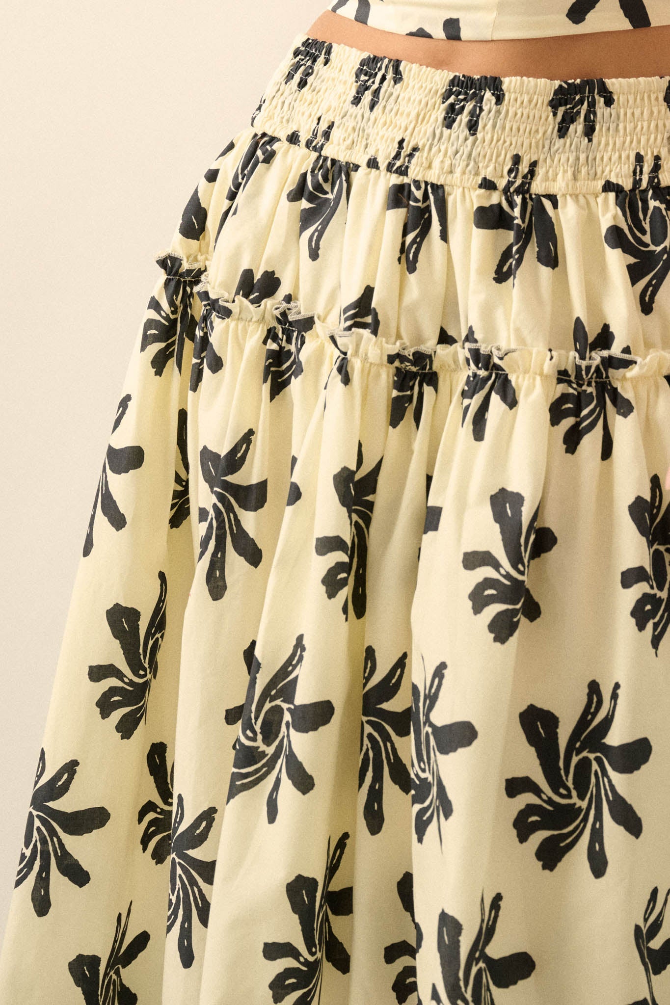 Garden Twirl Floral-Print Gathered Maxi Skirt