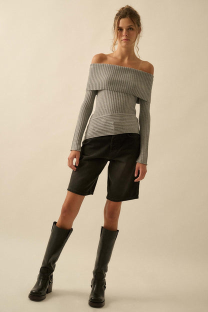 So Fine Semi-Sheer Rib-Knit Foldover Top
