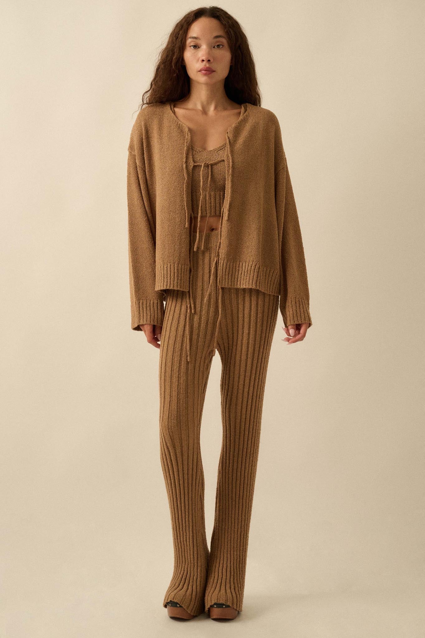 Promise the Label Textured Knit Cardigan and Tank