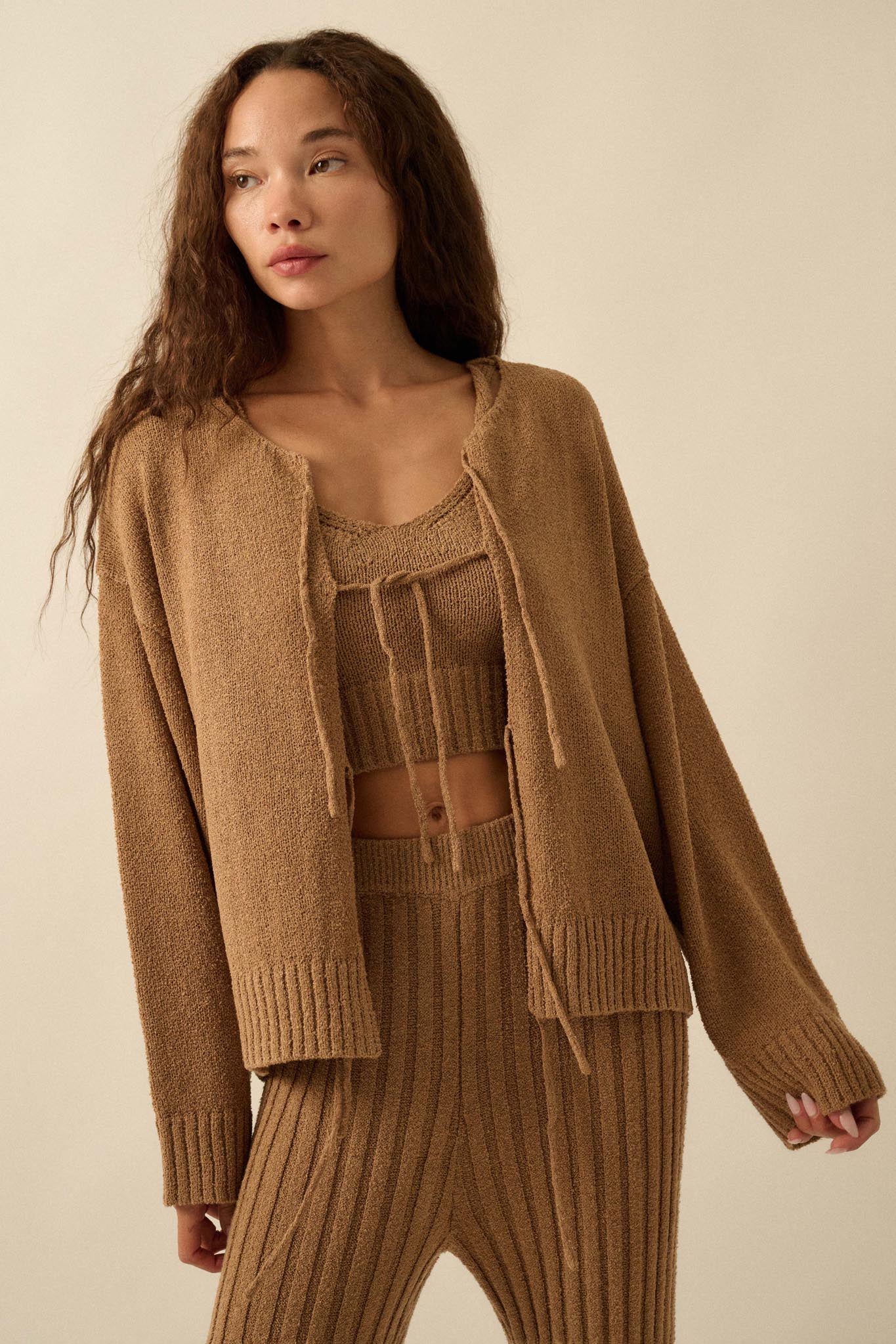 Promise the Label Textured Knit Cardigan and Tank