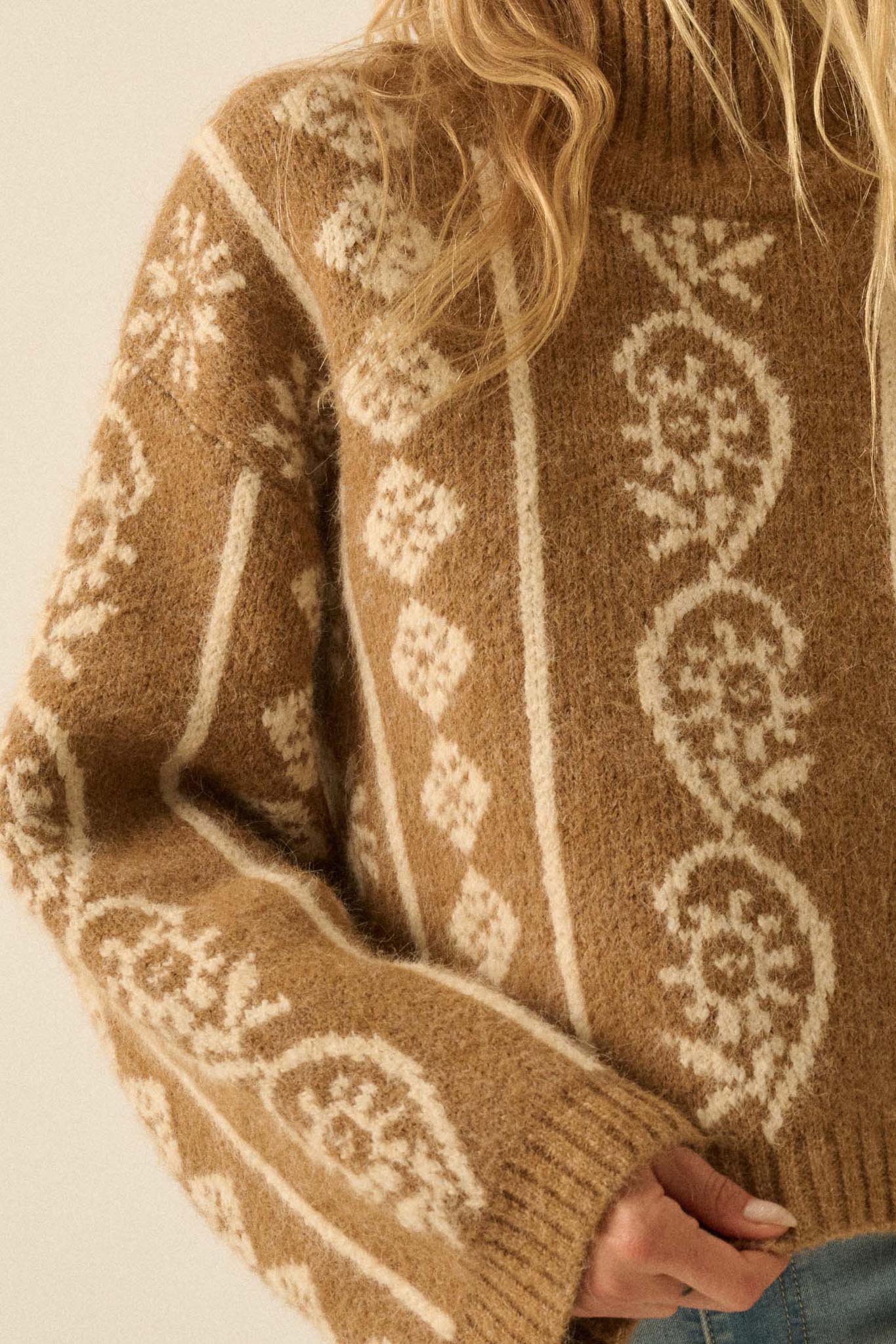 First Frost Mock-Neck Nordic-Knit Sweater