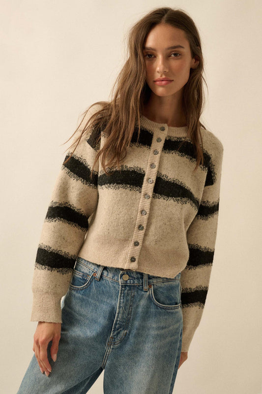 Broad Strokes Striped Jacquard-Knit Cardigan