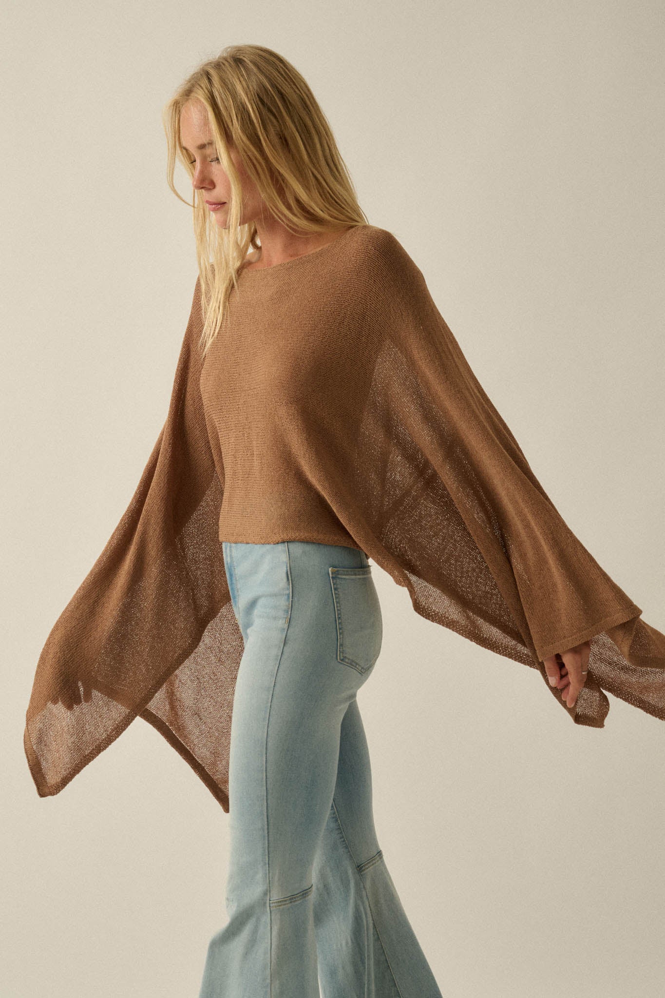 Sheer to Stay Lightweight Knit Poncho Sweater