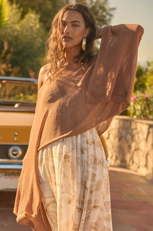Sheer to Stay Lightweight Knit Poncho Sweater