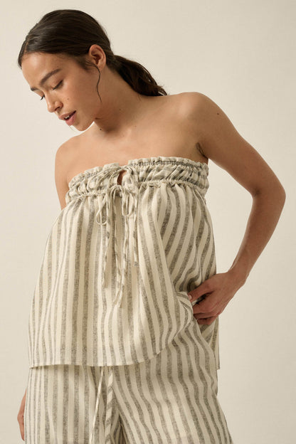 All Weekend Long Striped Strapless Swing Top