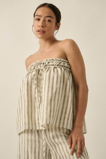 All Weekend Long Striped Strapless Swing Top