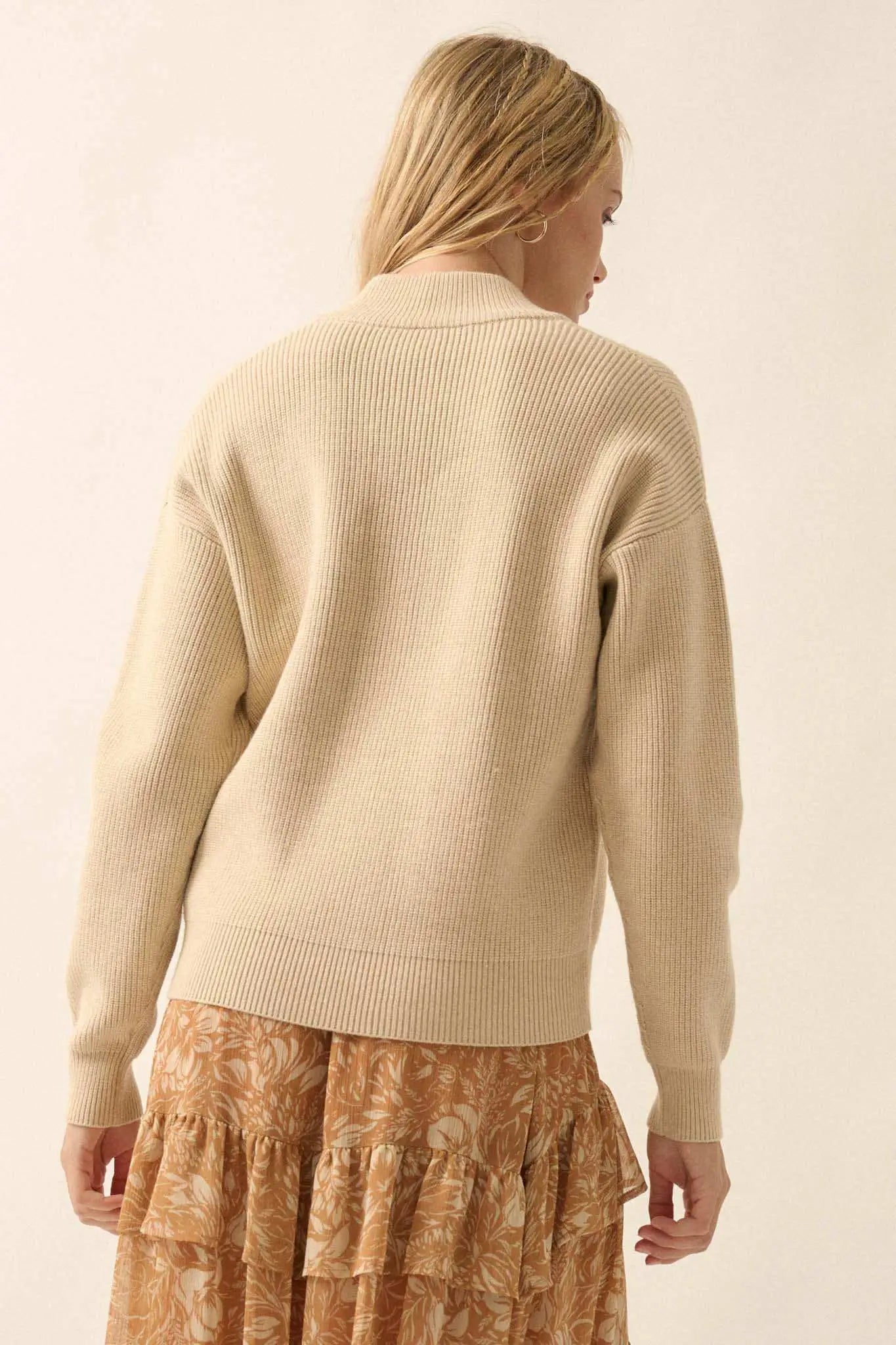Say Anything Ribbed Knit Henley Sweater