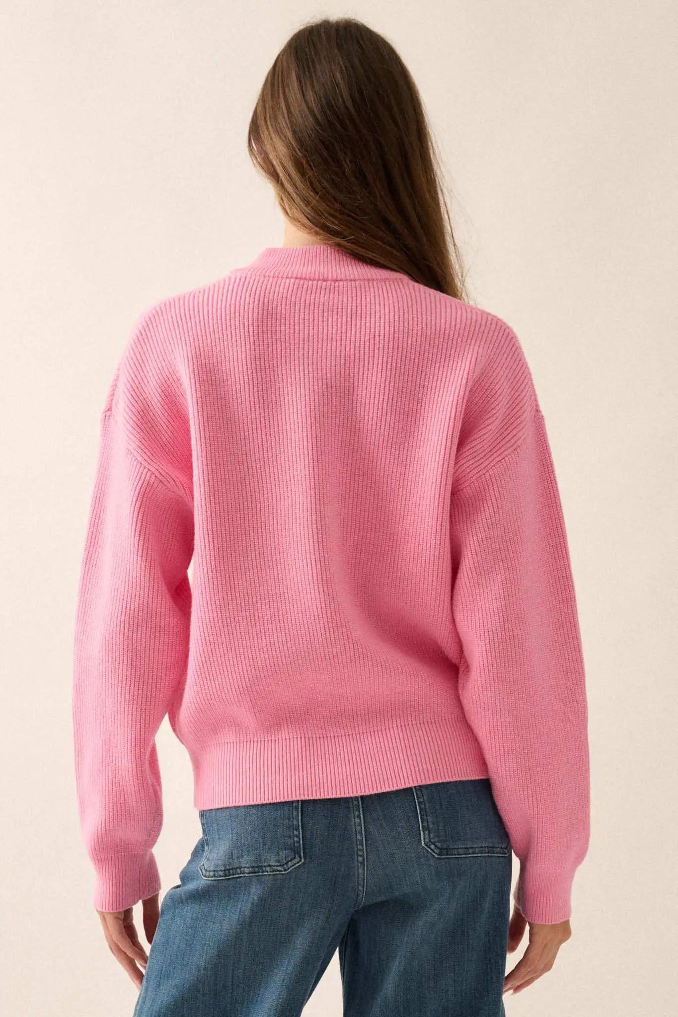 Say Anything Ribbed Knit Henley Sweater
