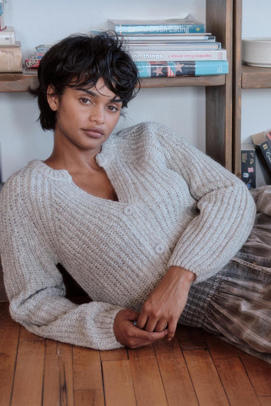Soft Sunday Ribbed Knit Buttoned V-Neck Cardigan