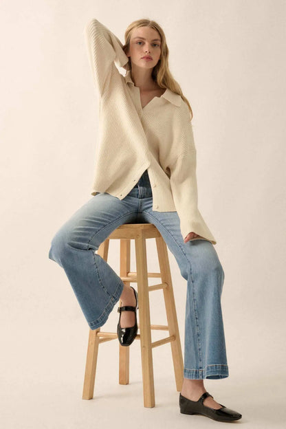 Promise the Label Rib-Knit Oversize Cardigan Sweater