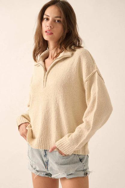 Choose Joy Textured Knit Half-Zip Sweater