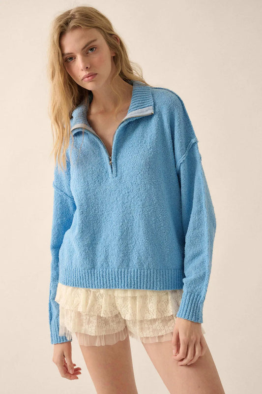 Choose Joy Textured Knit Half-Zip Sweater