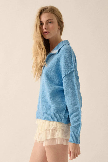 Choose Joy Textured Knit Half-Zip Sweater