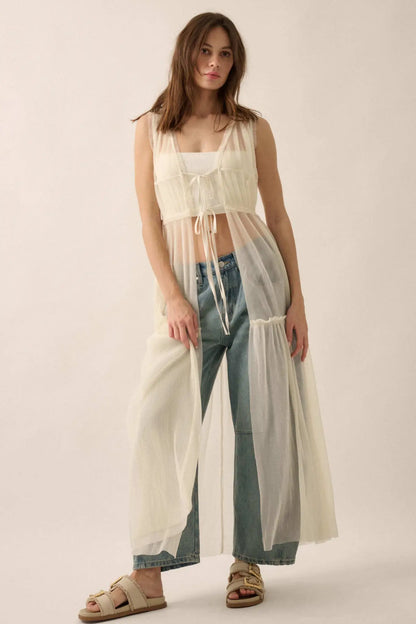 Softest Sigh Sheer Tulle Tie-Front Maxi Top