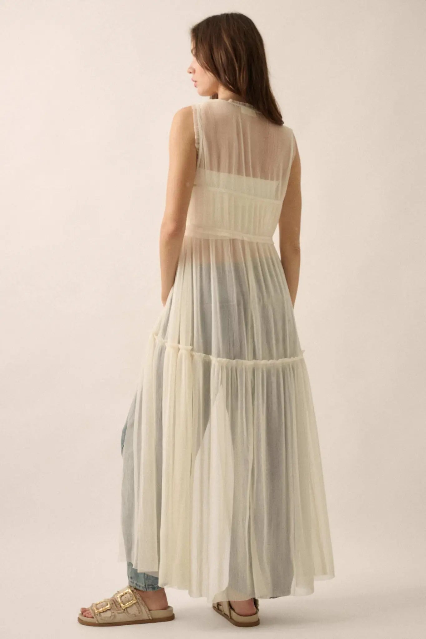 Softest Sigh Sheer Tulle Tie-Front Maxi Top