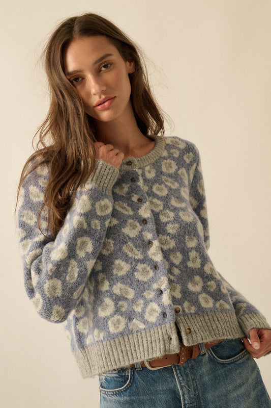 Animal Nature Leopard Jacquard-Knit Cardigan