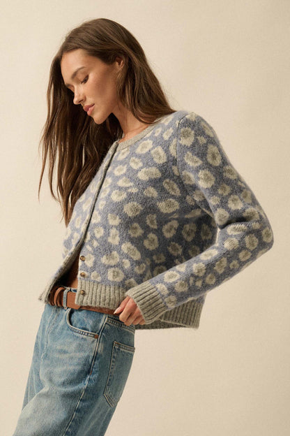 Animal Nature Leopard Jacquard-Knit Cardigan