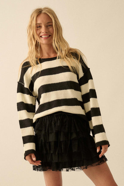 Promise the Label Striped Rolled-Edge Sweater