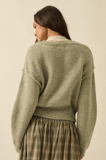 Good to Go Exposed-Seam Banded-Hem Sweater
