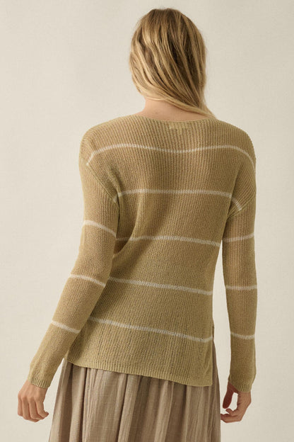 Sheer Me Out Striped Knit Loose-Fit Sweater