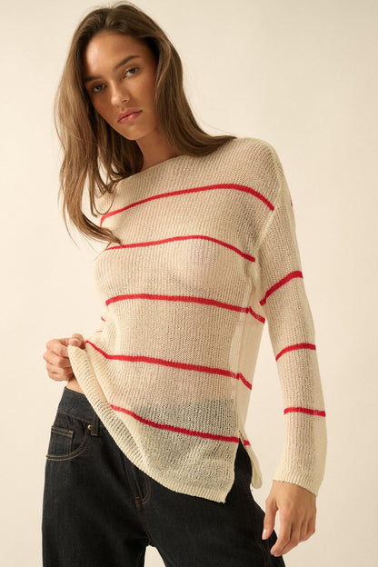 Sheer Me Out Striped Knit Loose-Fit Sweater