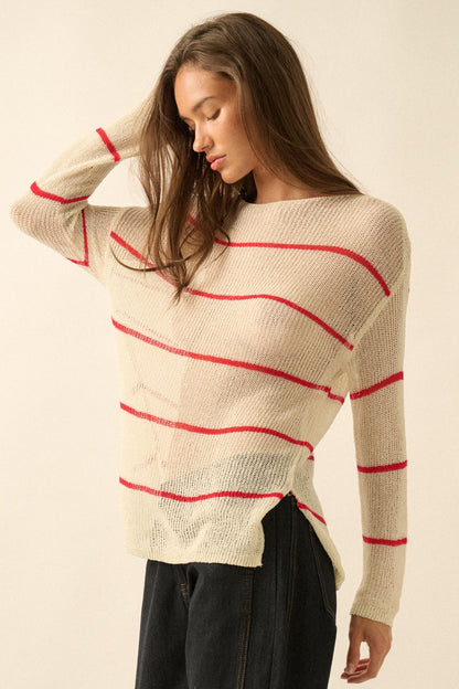 Sheer Me Out Striped Knit Loose-Fit Sweater