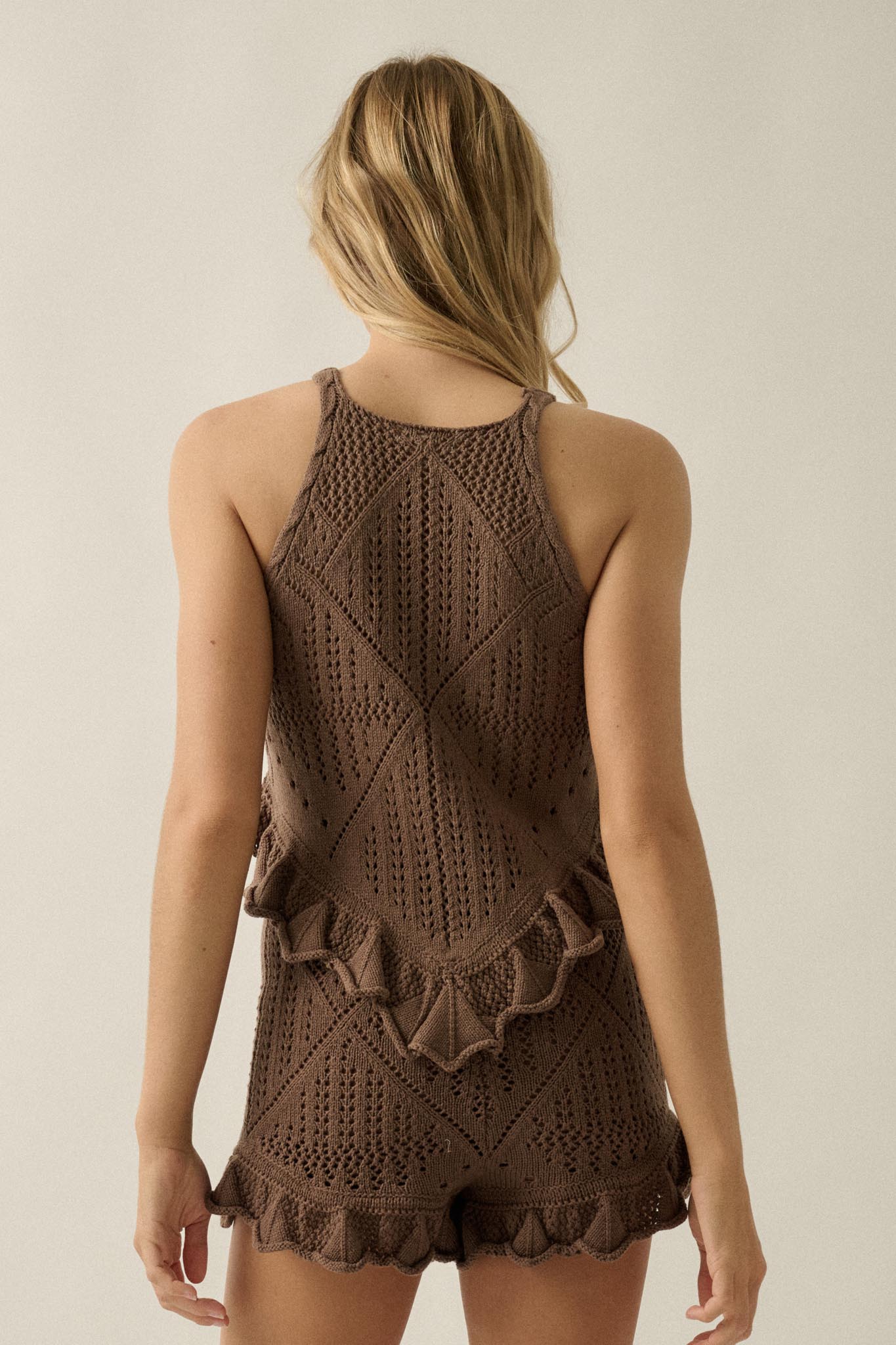 Crochet All Day Crochet-Knit Ruffle Tank Top