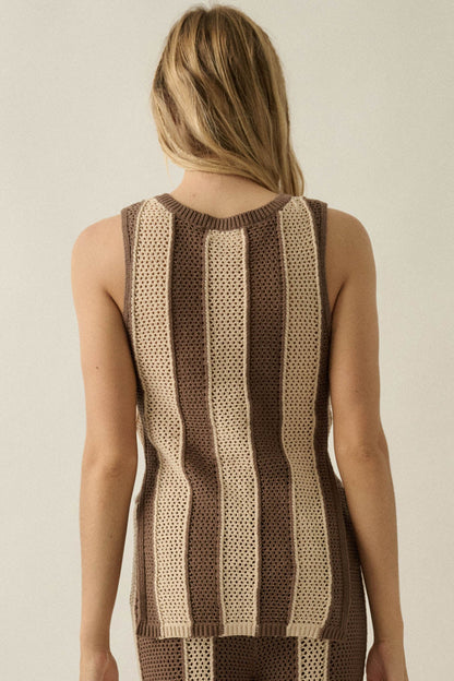 Sooner or Later Striped Crochet-Knit Tunic Tank Top