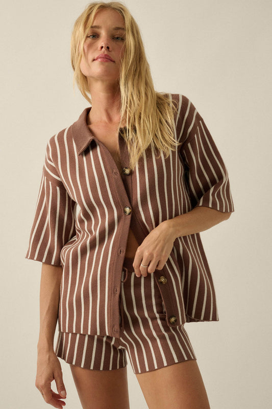 Cabana Club Striped Knit Button-Up Resort Shirt