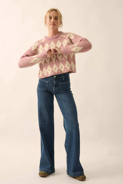Diamonds Are Forever Argyle Cropped Sweater