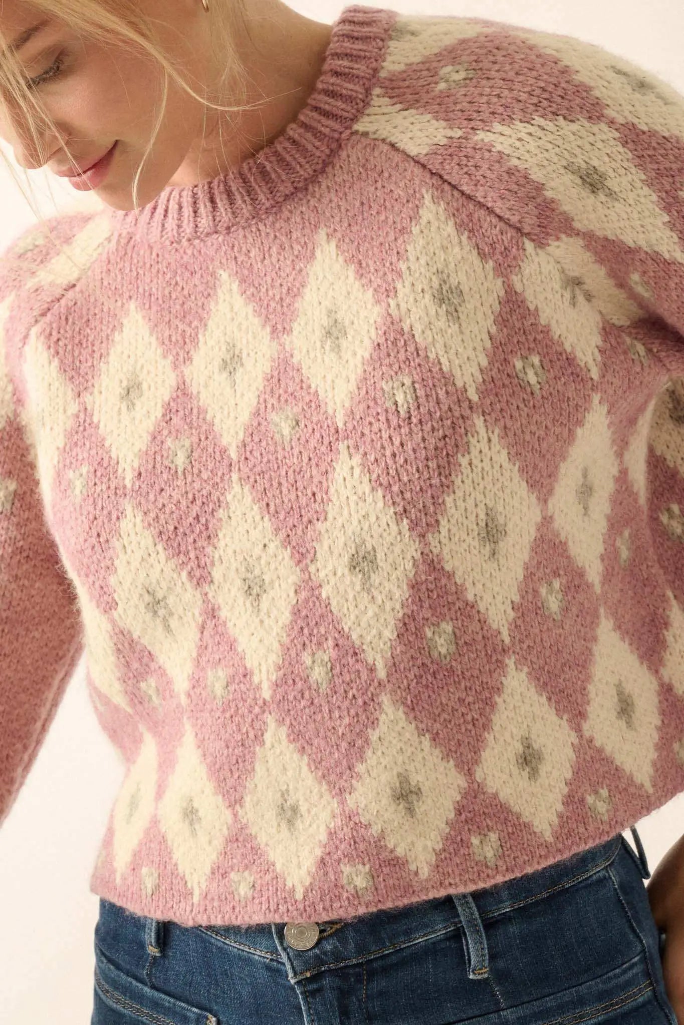 Diamonds Are Forever Argyle Cropped Sweater