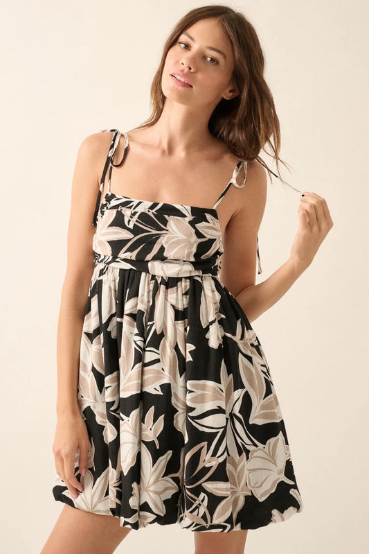 Island Getaway Tropical Babydoll Bubble Mini Dress