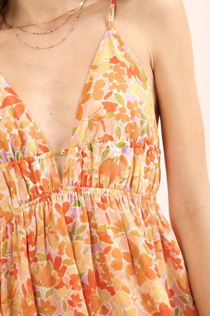 Marmalade Garden Floral Chiffon High-Low Maxi Dress