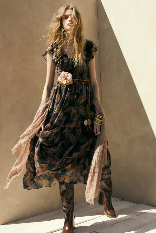 Imagine That Abstract-Print Tiered Midi Dress