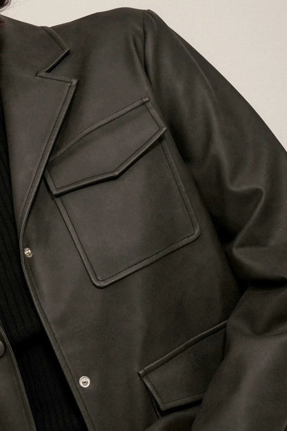 Put in the Work Vegan Leather Utility Jacket