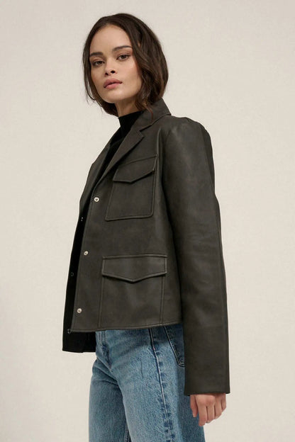 Put in the Work Vegan Leather Utility Jacket