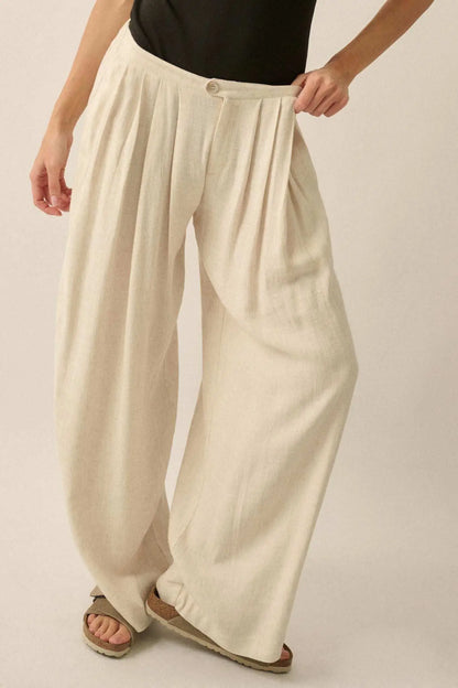 Miles Away Linen-Blend Pleated Wide-leg Pants