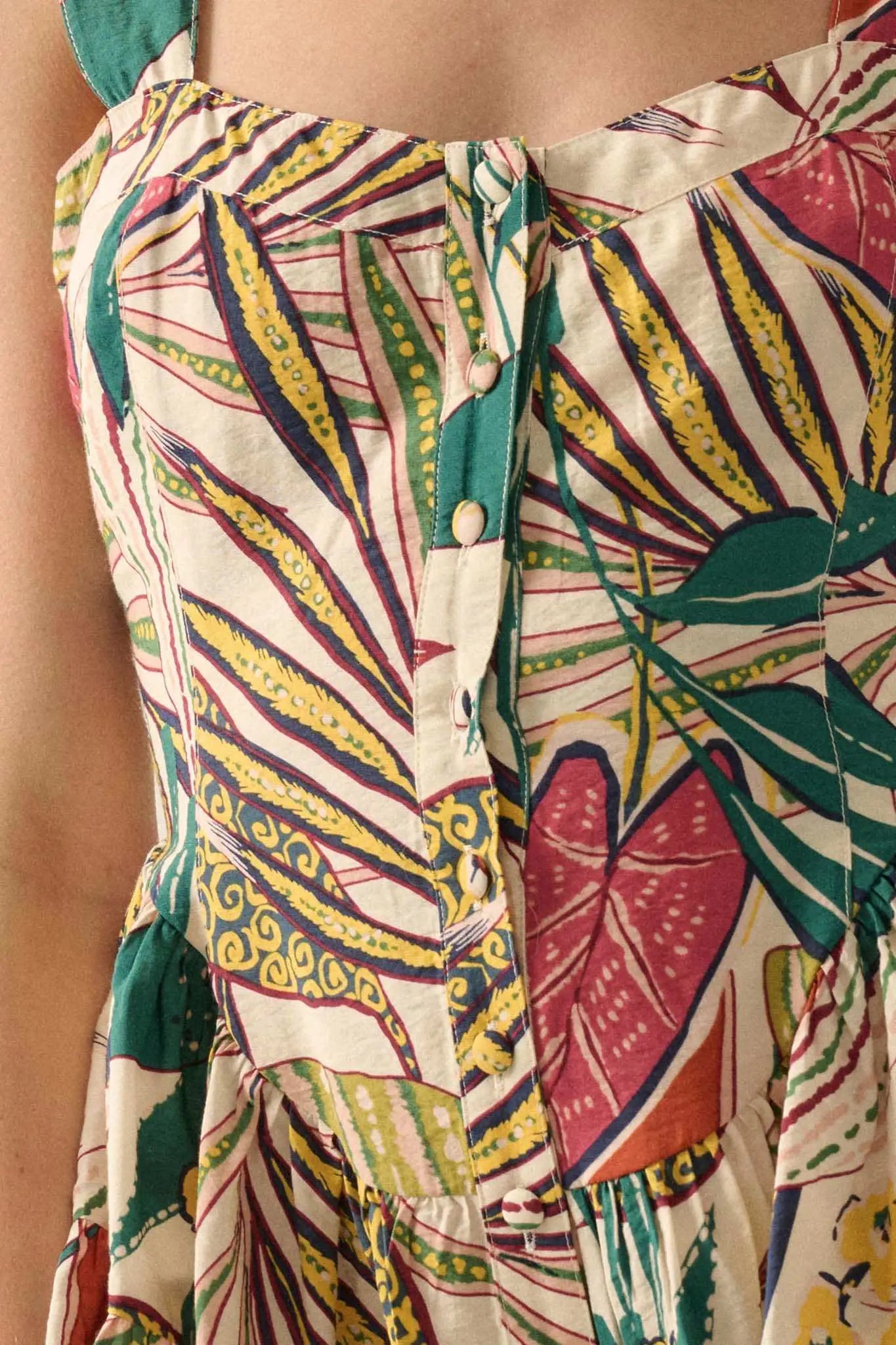 Island Oasis Tropical Floral Fit-and-Flare Romper