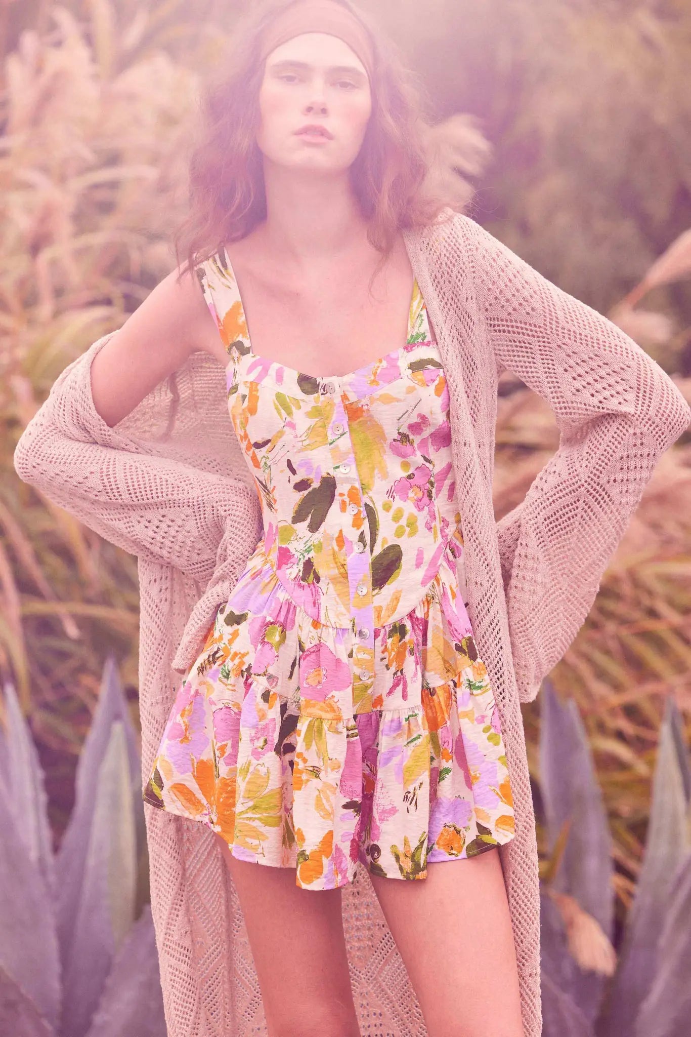Dawn Blossoms Floral Ruffled Romper Dress