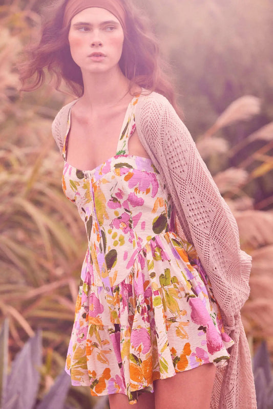 Dawn Blossoms Floral Ruffled Romper Dress