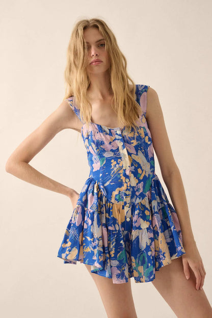 Dawn Blossoms Floral Ruffled Romper Dress
