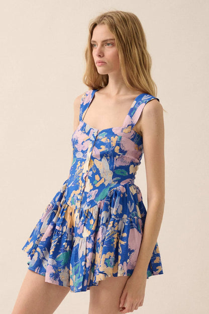 Dawn Blossoms Floral Ruffled Romper Dress