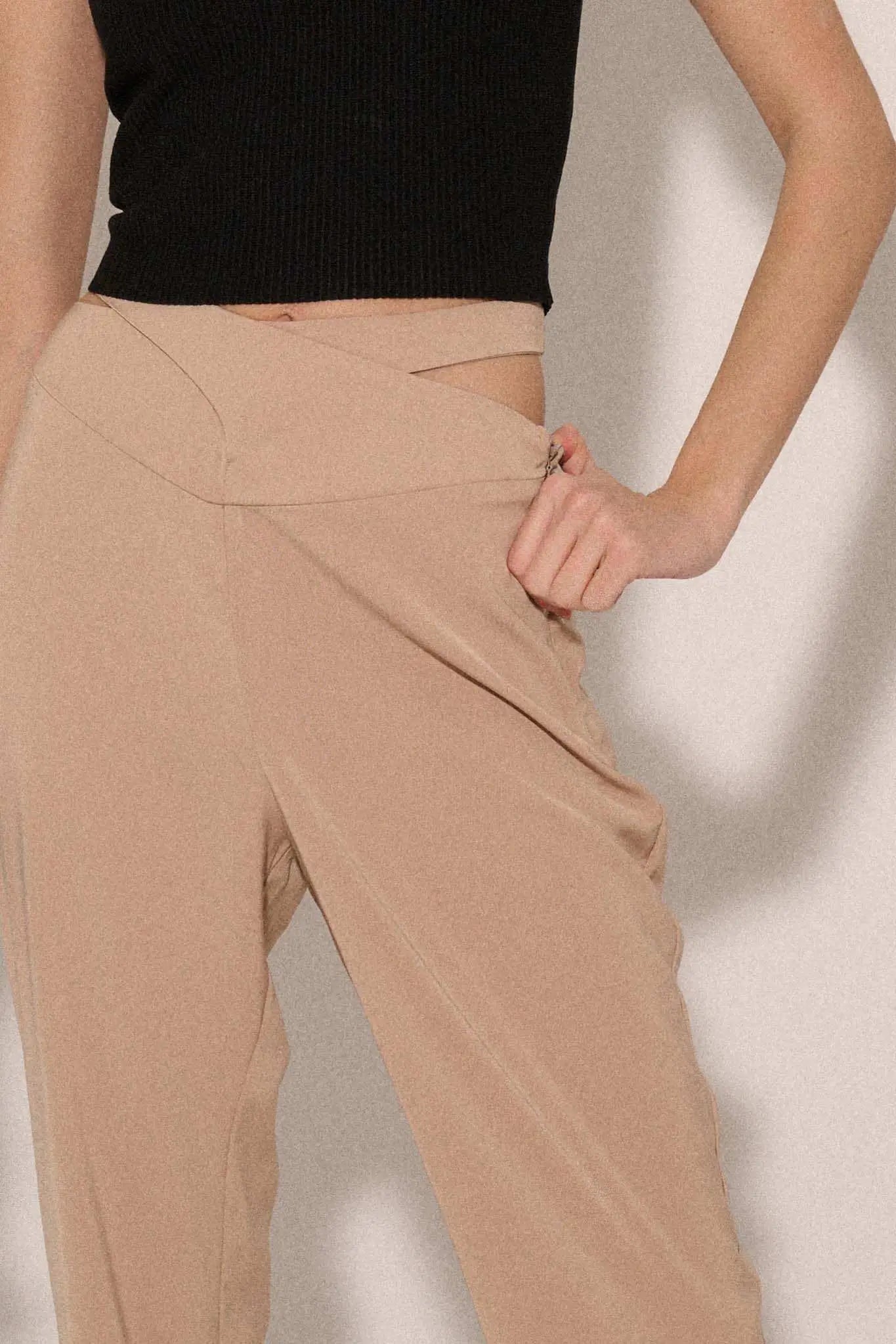 Here and Now Crisscross Waist Tie-Back Flare Pants