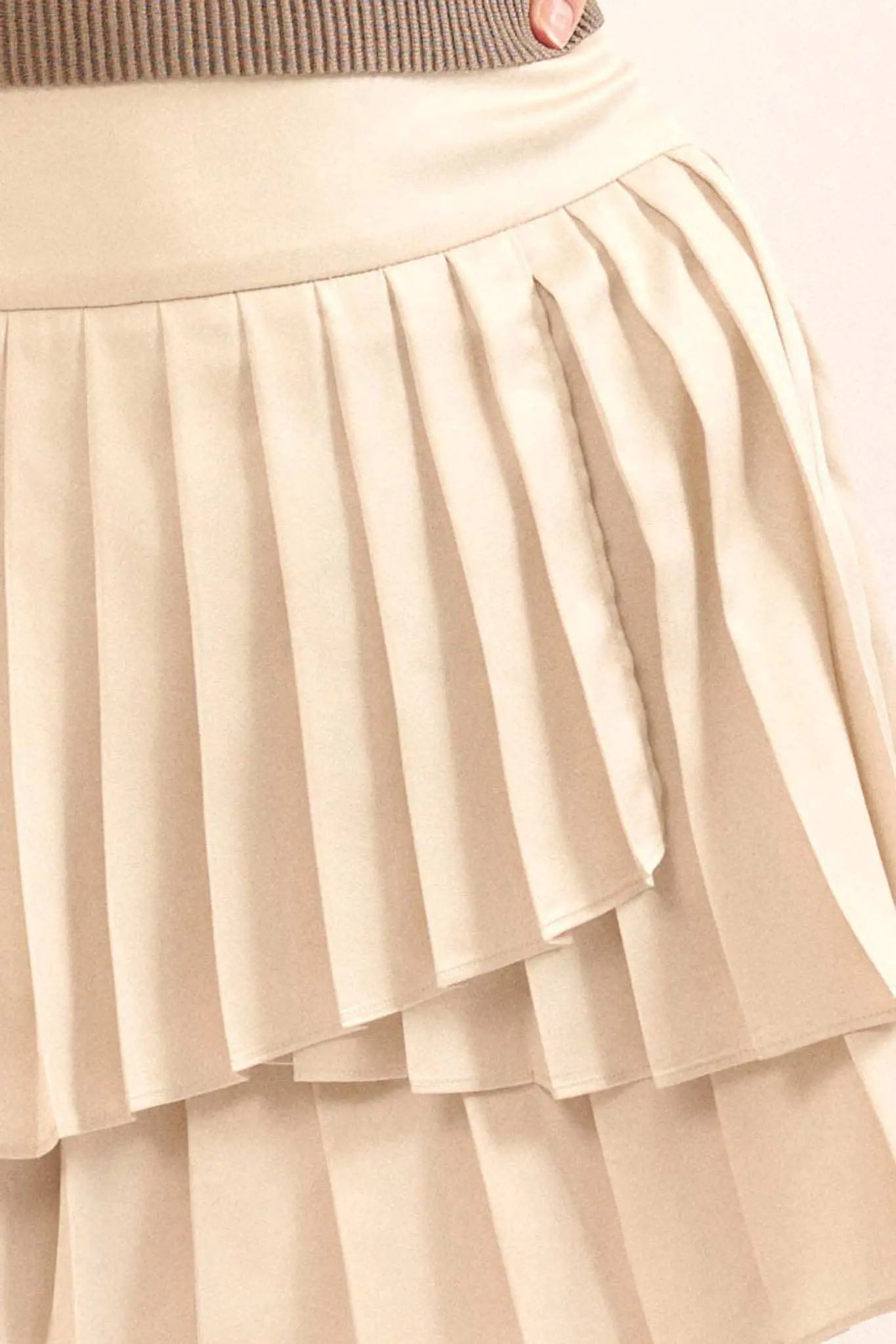 Having a Moment Pleated Satin Tiered Mini Skirt
