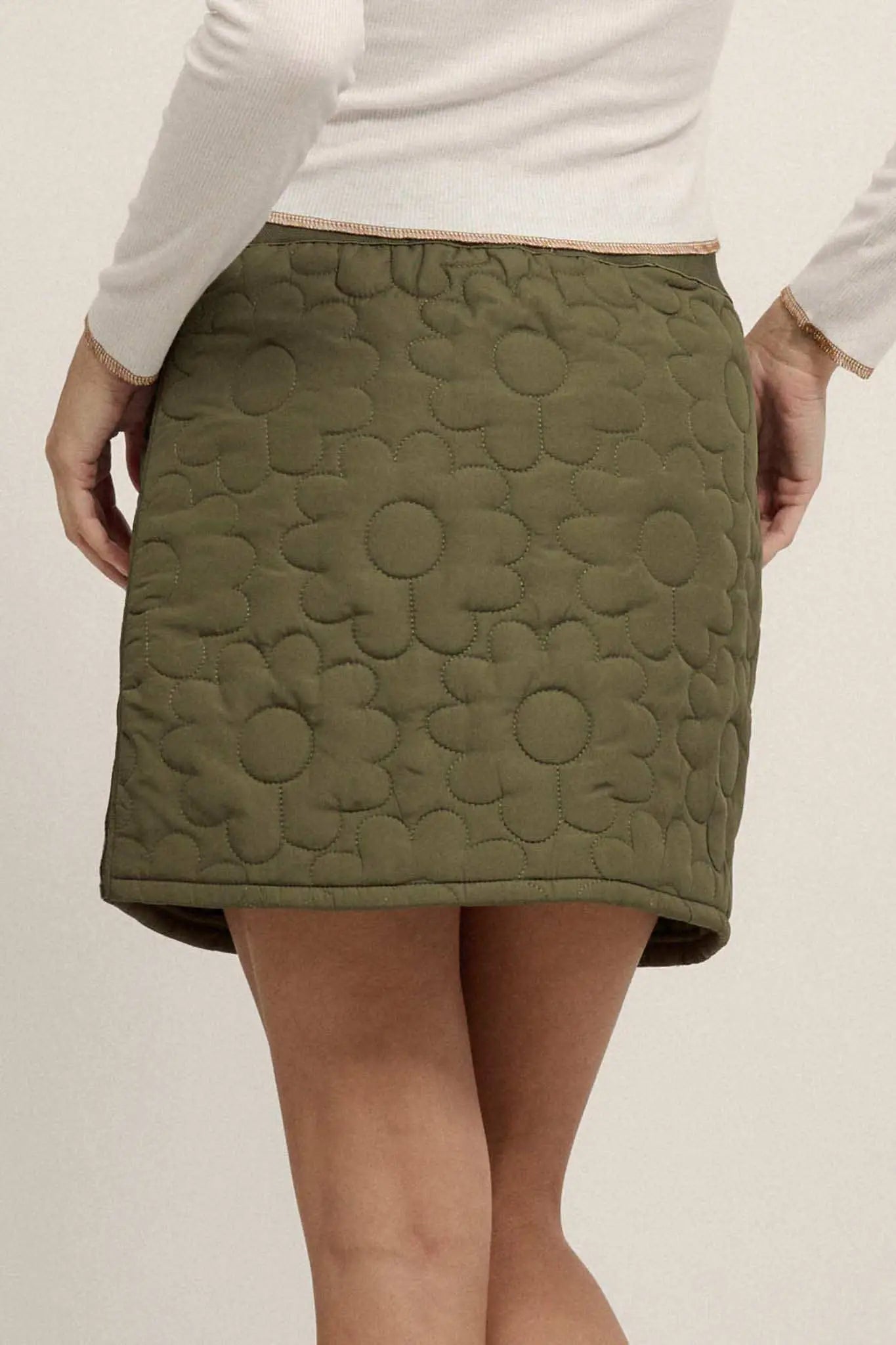 Plush Petals Floral Quilted A-Line Mini Skirt