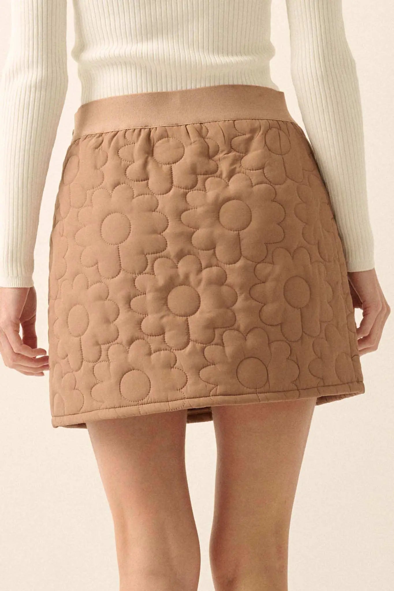 Plush Petals Floral Quilted A-Line Mini Skirt