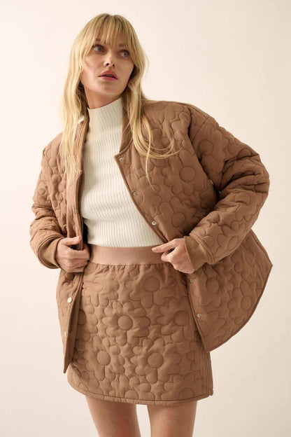 Plush Petals Floral Quilted A-Line Mini Skirt