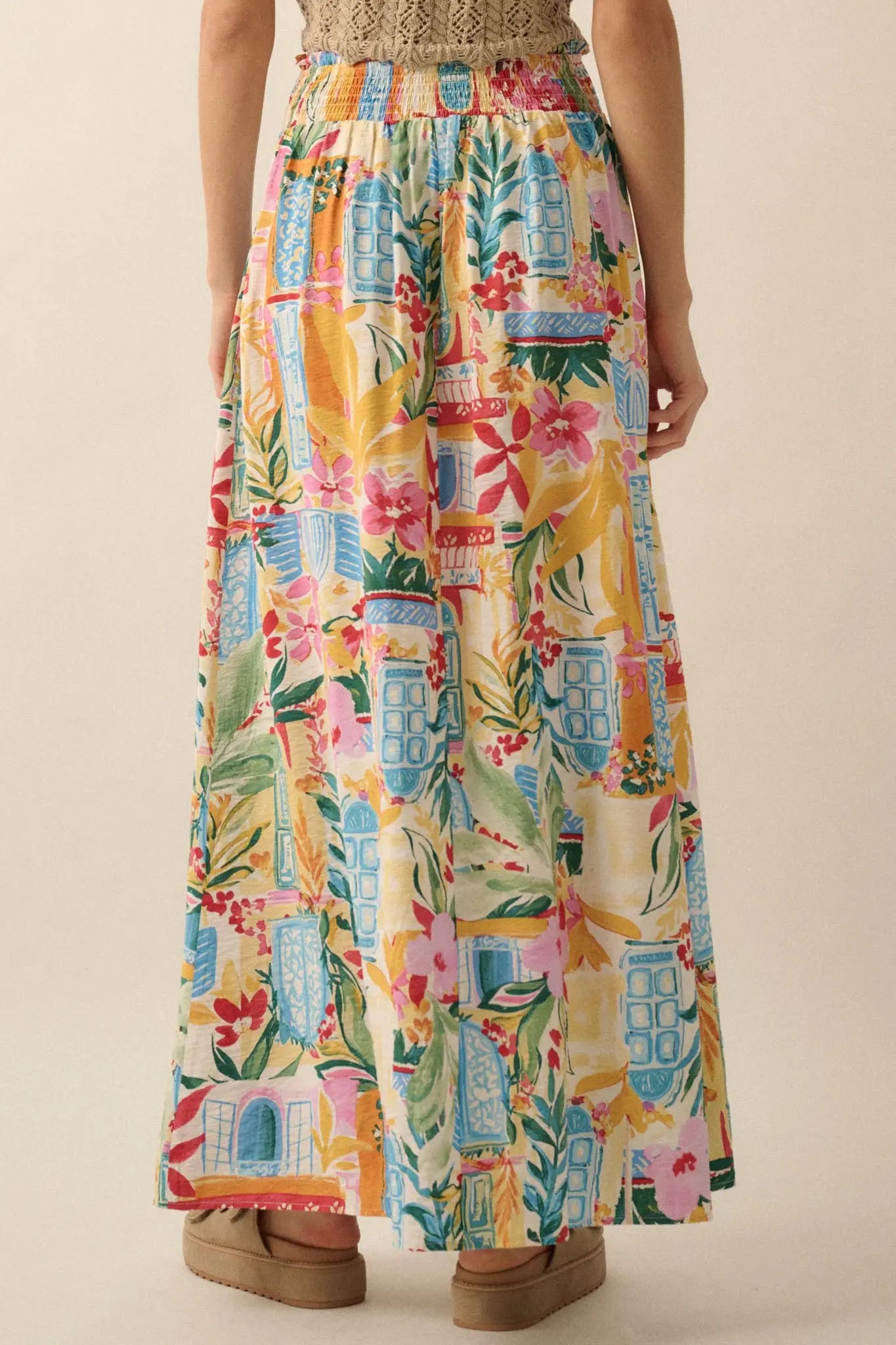 Havana Holiday Tropical Floral Buttoned Maxi Skirt