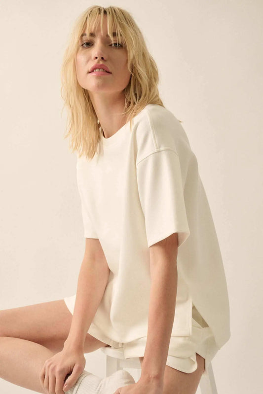 Premium Scuba Loose-Fit High-Low Boxy Tee
